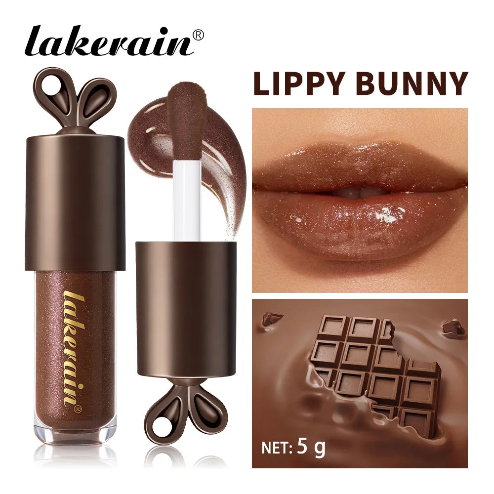 Lakerain Chocolate Rabbit Lip Gloss Mirror Effect Moisturizing Smooth Non-Sticky Long Lasting Hydration Lippy Bunny Lipstick Peaceful Pleasures Health and Wellness LIPPY BUNNY