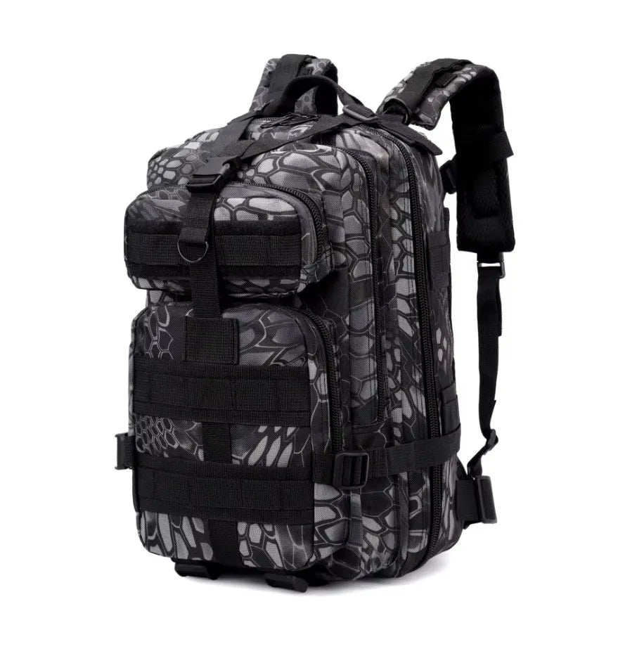 30L Large Duffle Bag, Outdoor Camouflage Backpack for Hiking Camping Travel Fishing Gym Peaceful Pleasures Health and Wellness Python Camo