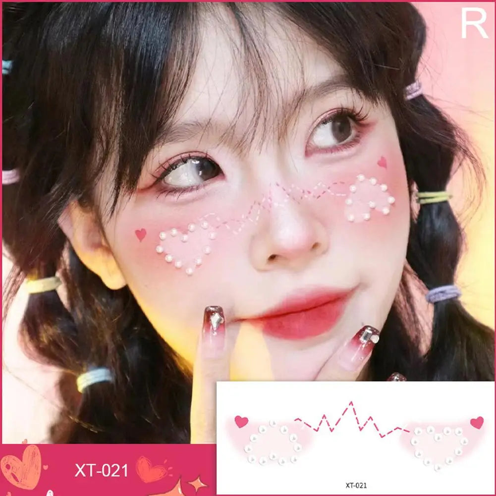 Cute Love Heart Face Temporary Tattoo Stickers – Waterproof Eye Shadow & Makeup Stickers for Party & Festival Looks Peaceful Pleasures Health and Wellness R