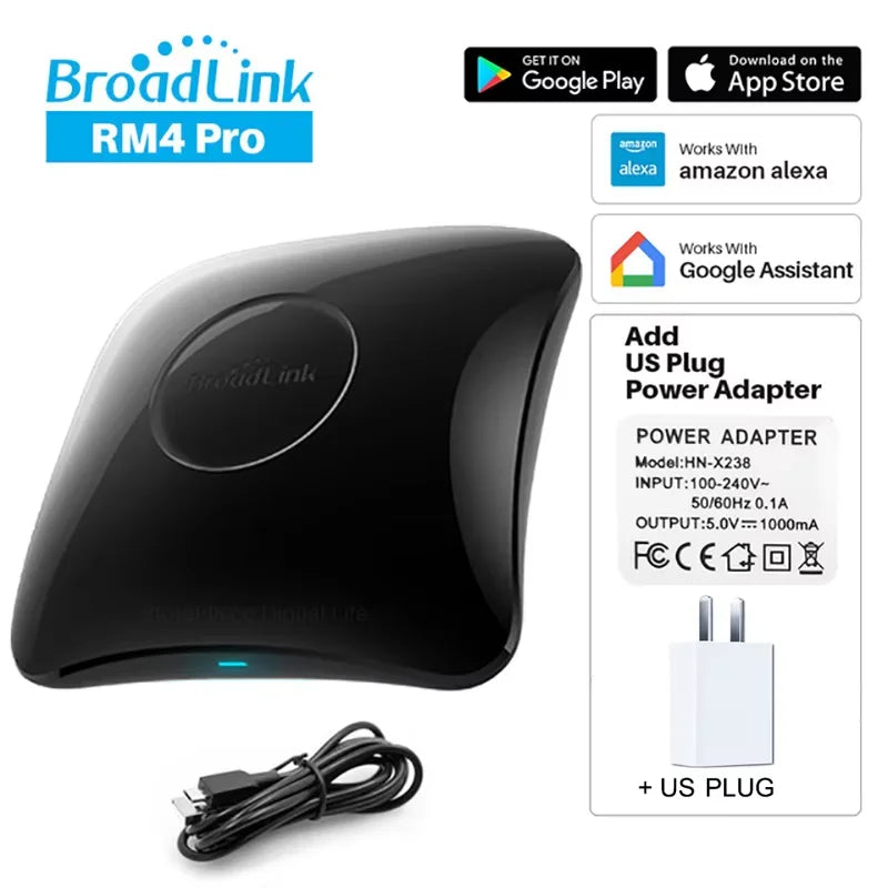 Broadlink RM4 Pro Universele Intelligente Afstandsbediening Smart Home Wifi +IR+ Rf Schakelaar Works with Alexa Google Home Peaceful Pleasures Health and Wellness With US Plug