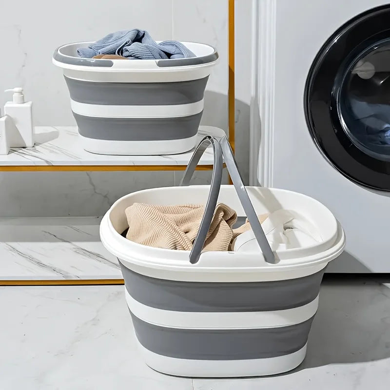 16L Collapsible Mop Bucket | Foldable Silicone Tub with Handles