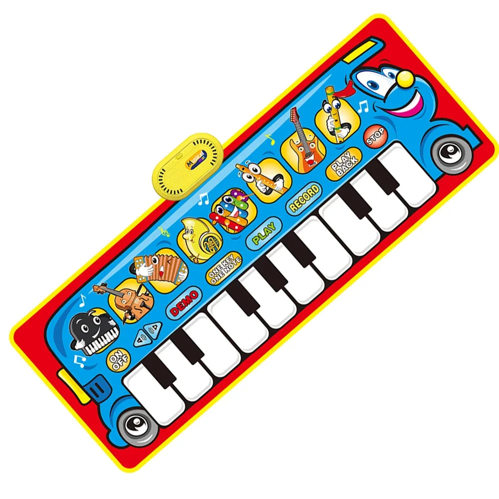 110x36cm Musical Piano Mat Toddle Carpet Toddlers Keyboard 8 Dinosaur