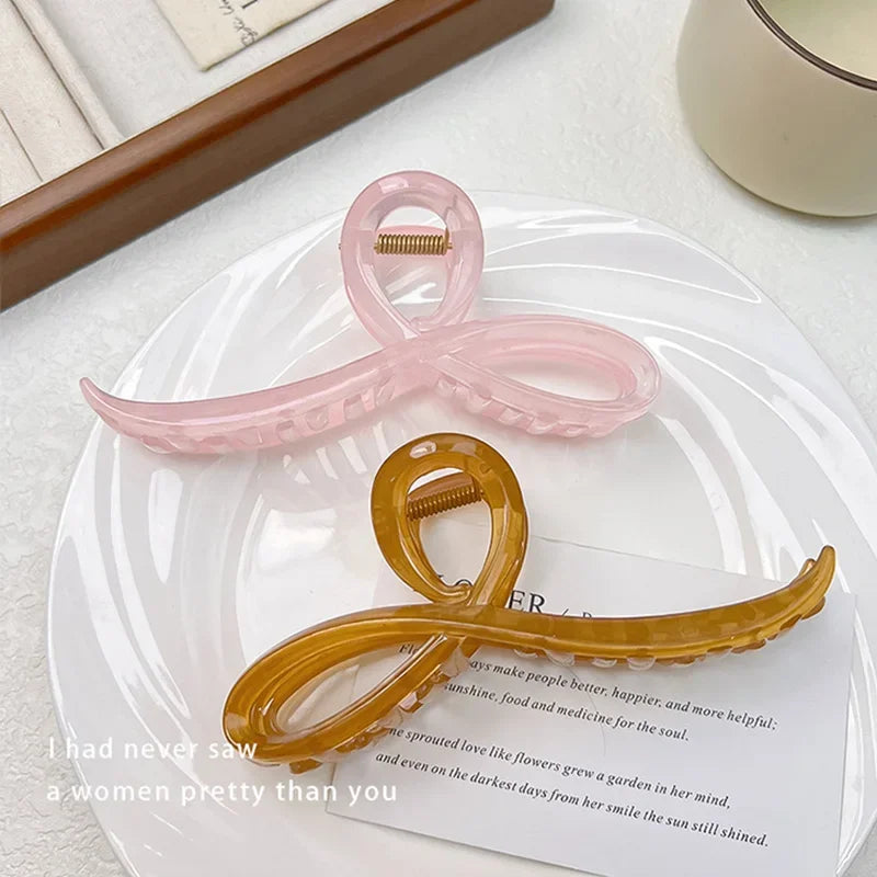 Elegant Jelly Bow Hair Claw Women Girls Sweet Ornament Back Headband