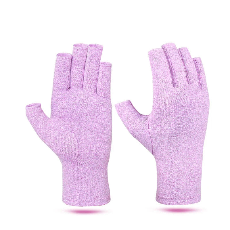 Relieve Hand Discomfort with 1pair Fingerless Compression Gloves Peaceful Pleasures Health and Wellness purple S