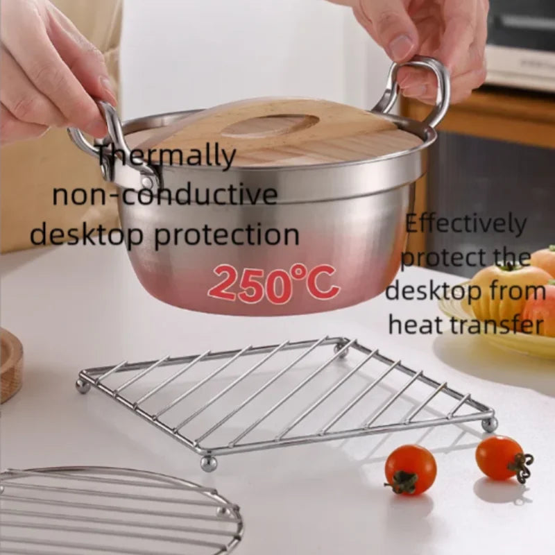 Thick Stainless Steel Pot Holder Insulation Rack, Home Kitchen Versatile Steamer Stand, Heat Resistant Bowl Dish Drying Rack Peaceful Pleasures Health and Wellness