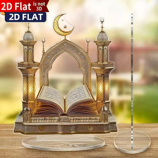 Quran Acrylic Desktop Decor – Ramadan Moon Star Eid Gift Ornament Peaceful Pleasures Health and Wellness