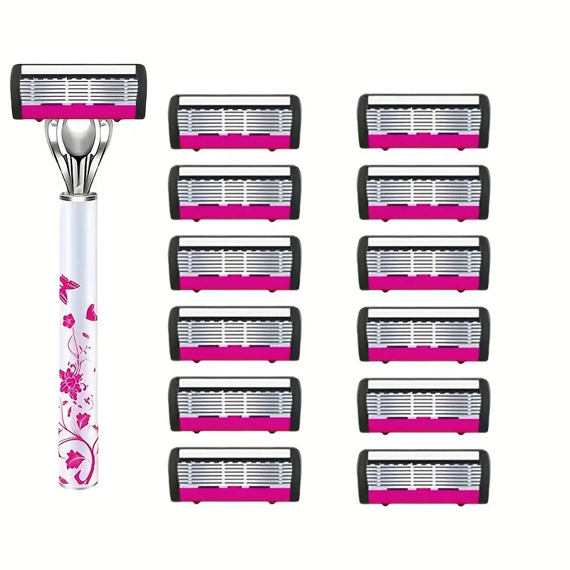 Men's 6-Blade Reusable Razor with Replaceable Head