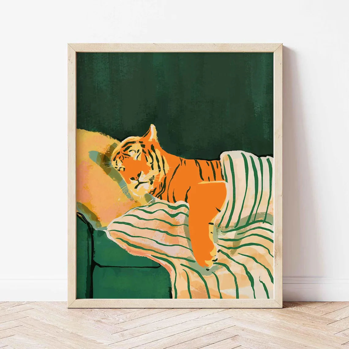 Emerald Green Tiger Canvas Wall Art | Modern Animal Print