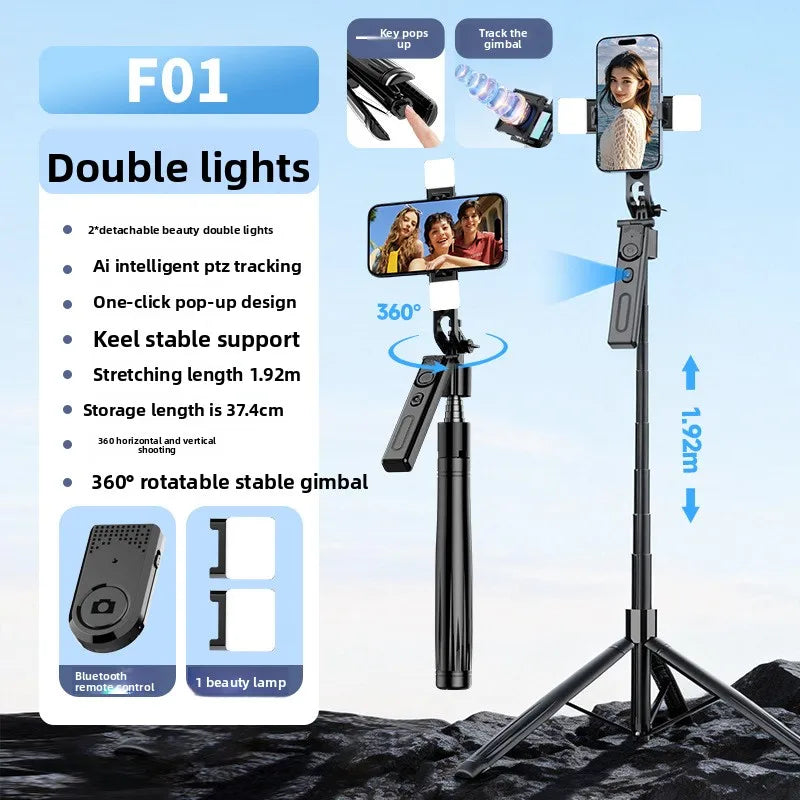 AI Face Tracking Gimbal Selfie Stick | 4-Axis Stabilizer Peaceful Pleasures Health and Wellness F01-A2 Bundle 1