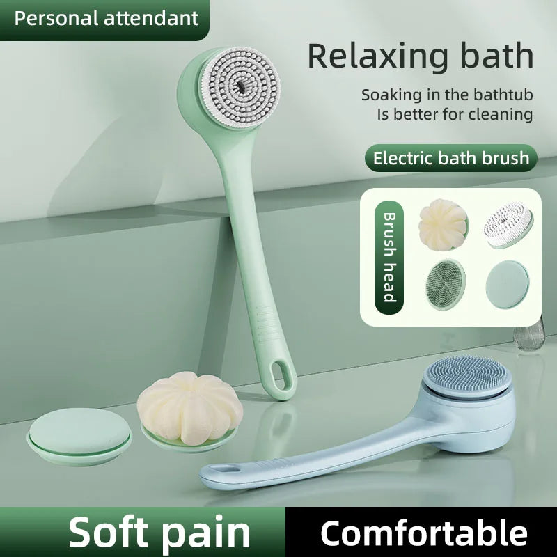 HOMEFISH Dual Handle Electric Bath Body Scrubber Brush with Long Handle Back Cleaning Tool for Back Exfoliation And Deep Cleanin Peaceful Pleasures Health and Wellness