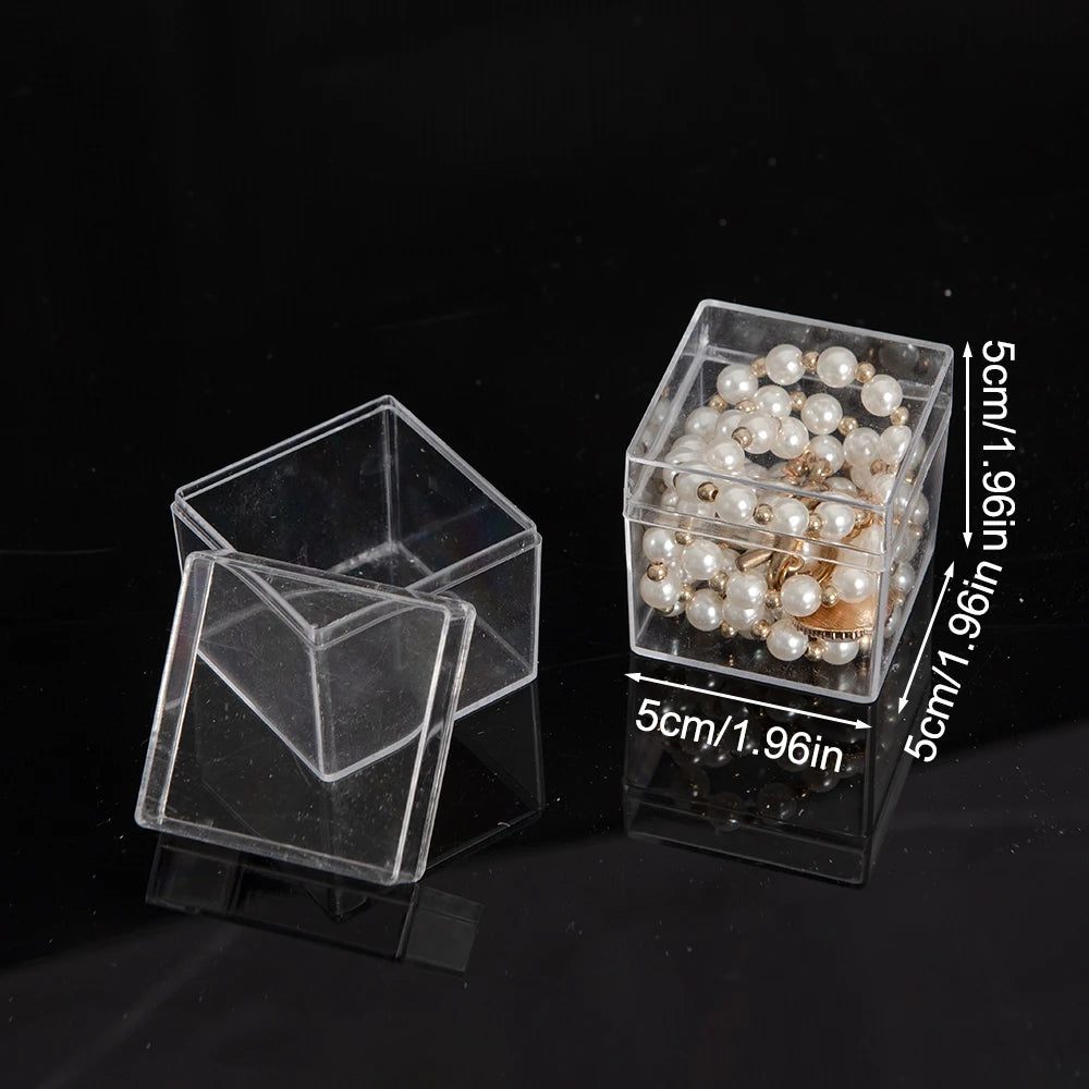 36PCS Food Grade Transparent PS Plastic Square Packaging Boxes with Open Top And Bottom Covers Candy Storage Accessory Nail Slic Peaceful Pleasures Health and Wellness