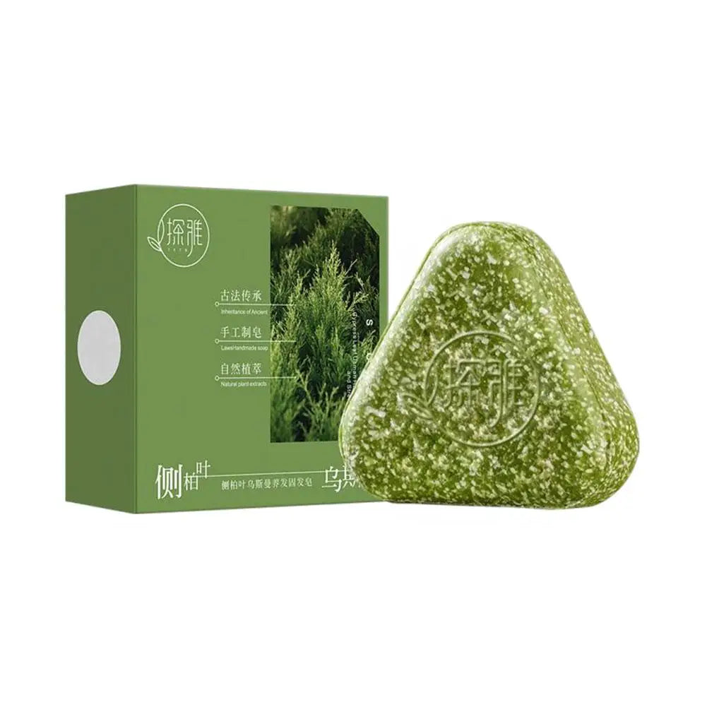 1/3PCS Usman Grass & Platycladus Natural Herbal Shampoo Soap Strengthens Roots Controls Oil Cleanses Scalp Hair Growth Hair Soap Peaceful Pleasures Health and Wellness Usman A