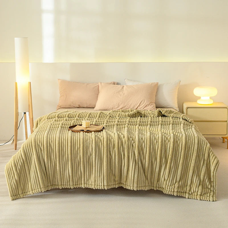 Ribbed Flannel Fleece Throw Blanket – Super Soft All Season