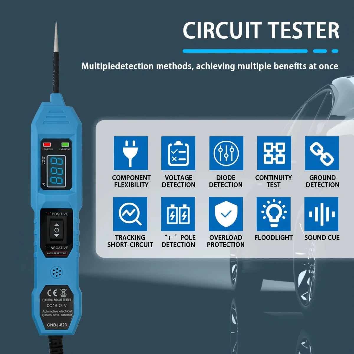 Smart Car Circuit Tester with Led Voltage Display, USB Powered, Compatible with 3.5-36V Dc Automotive Electrical Systems, Digital Multimeter Probe with Alligator Clips Peaceful Pleasures Health and Wellness