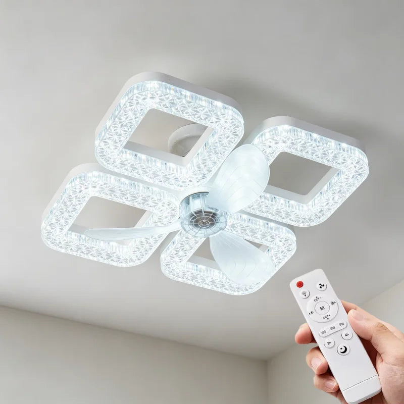 RUNTOIN 48W Smart LED Ceiling Fan Light | Dimmable Remote