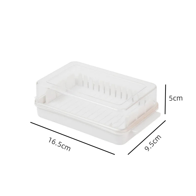 New Cheese Butter Cutting Storage Container Butter Cheese Fresh-Keeping Box with Lid Frozen Butter Refrigerator Crisper Box Peaceful Pleasures Health and Wellness white