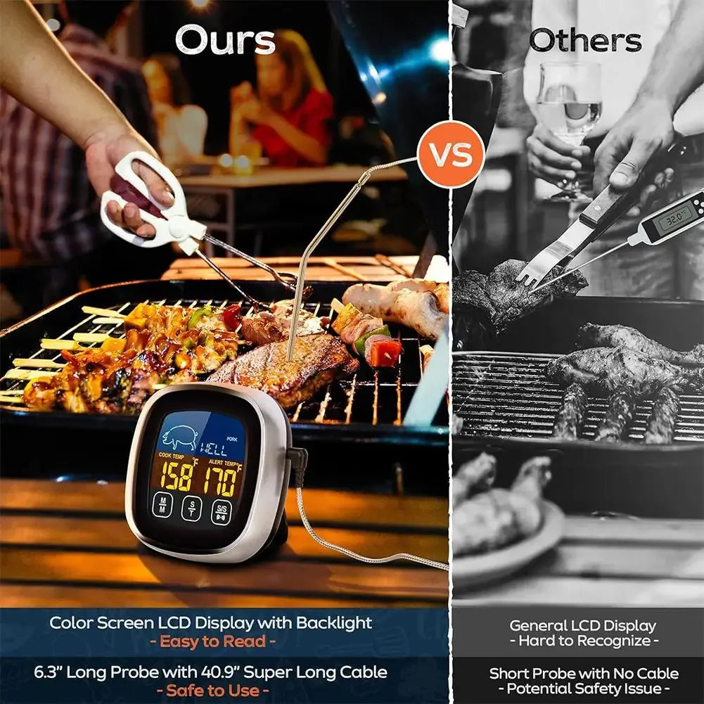 Digital Kitchen Thermometer Probe Touch Screen Meat Barbecue Food Temperature Measure Tool Steak BBQ Timer Cooking Tools 1PC Peaceful Pleasures Health and Wellness