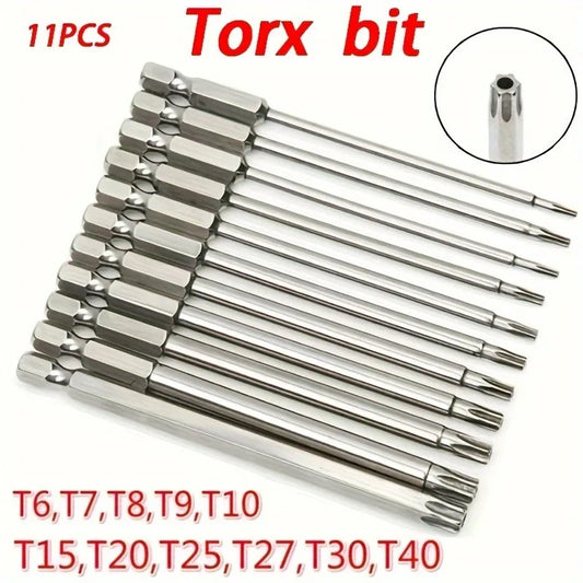 Precision Star Plum Bit S2 Alloy Steel Long Hexagonal Socket Vehicle Peaceful Pleasures Health and Wellness 11pcs