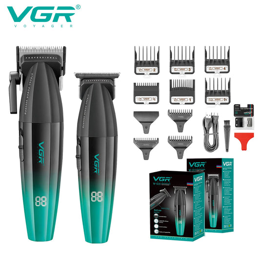 VGR high-end hair trimming set gradient color metal carving 9000 RPM hair salon home professional shaving machine V-906 V-003 Peaceful Pleasures Health and Wellness V-003 906green blade