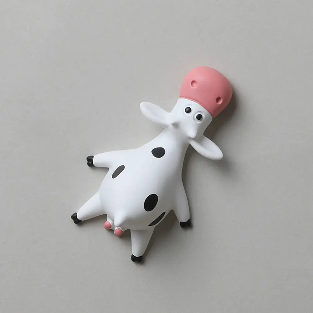 Cow Refrigerator Stickers Lying On Their Stomachs Cartoon Cute 3D Three-Dimensional Resin Magnets Creative Art Design Kitchen Peaceful Pleasures Health and Wellness