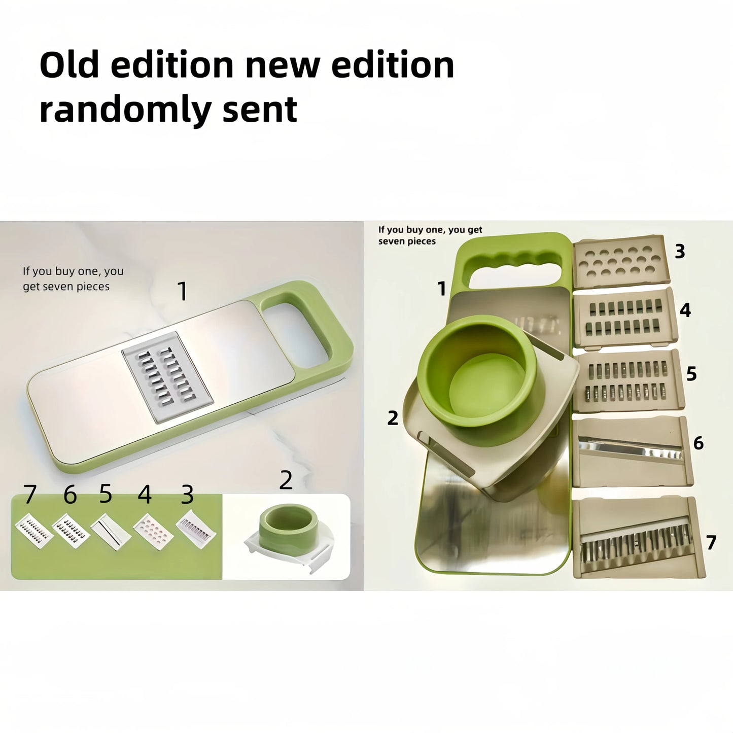 7-Piece Vegetable Slicer & Grater Set – Interchangeable Blades