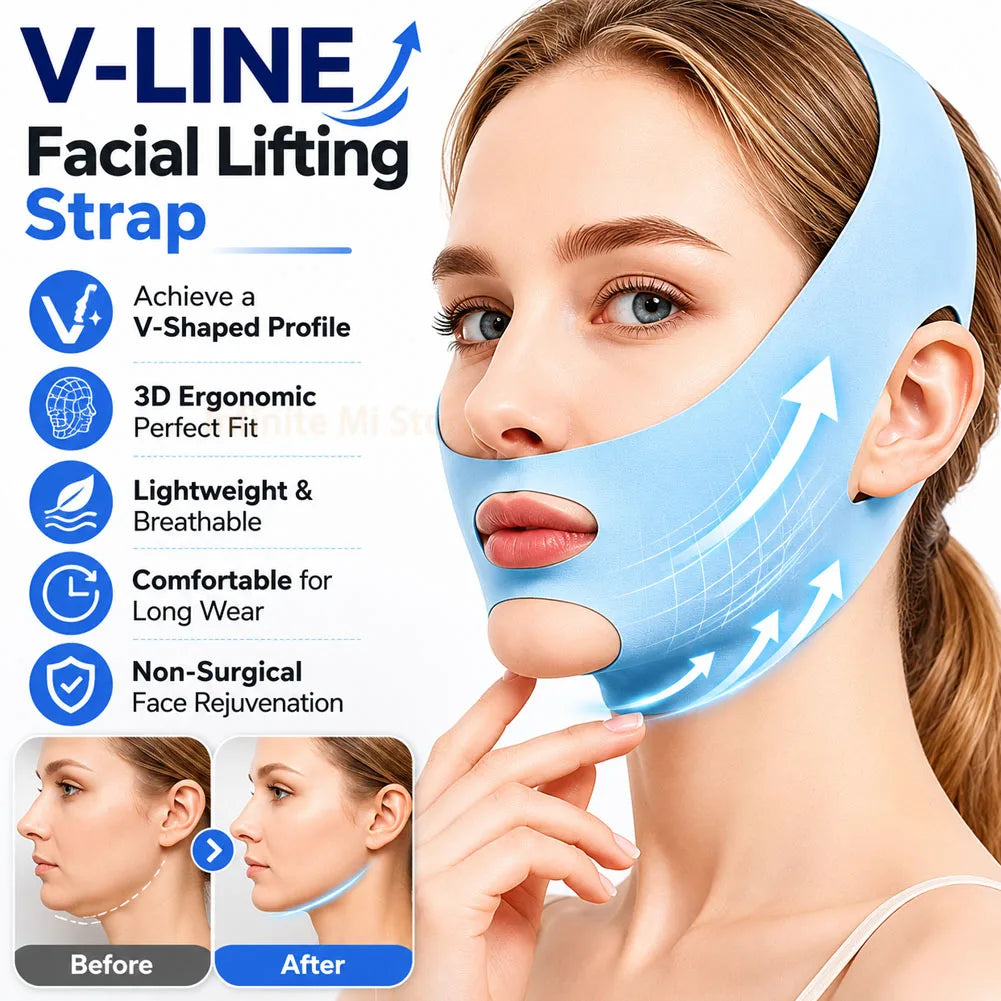Reusable V Line Lifting Mask Beauty Tool Breathable Adjustable Facial Slimming Strap High Elasticity Double Chin Reducer Peaceful Pleasures Health and Wellness