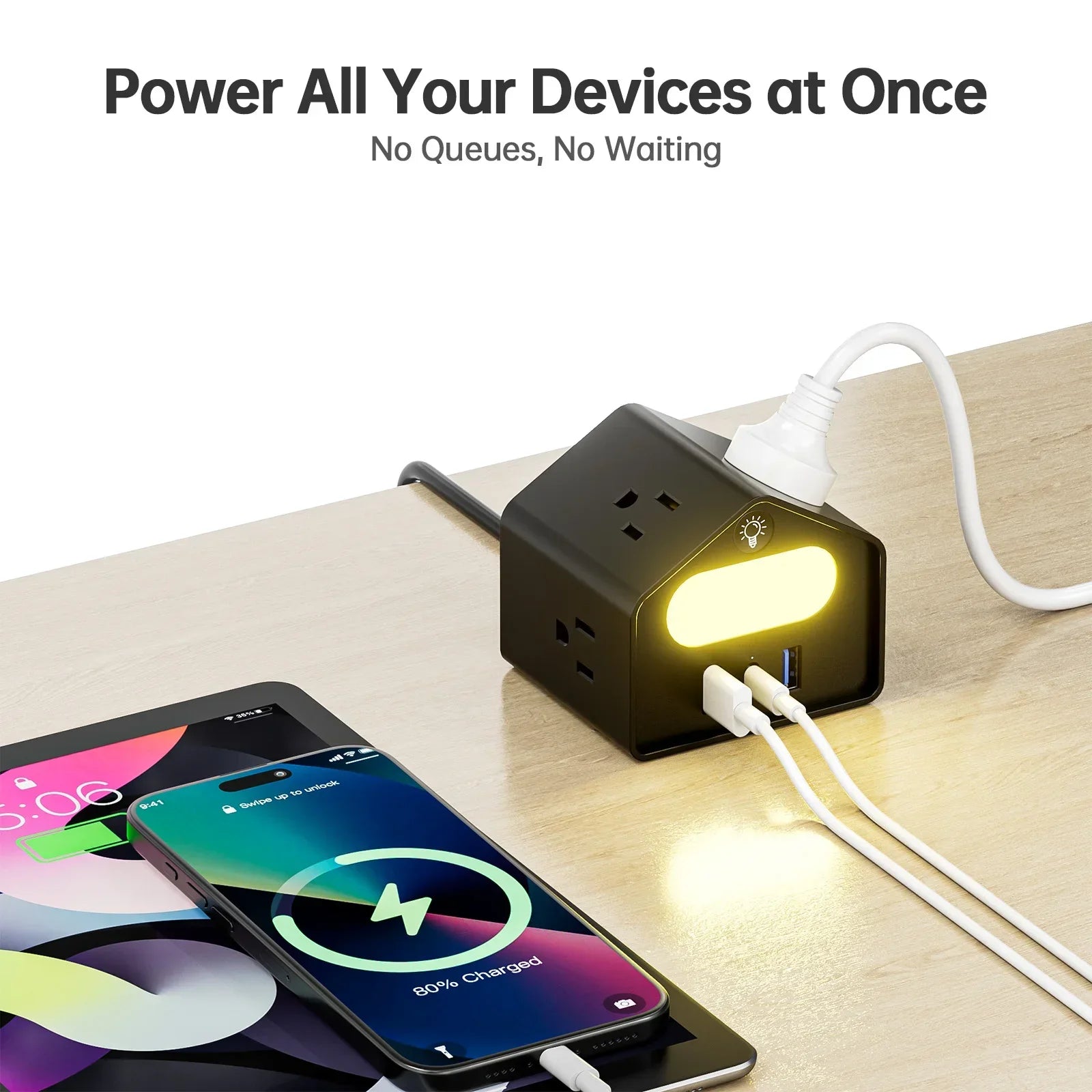 US Standard Mini Socket with PD18W Fast Charging & 2M Cord Peaceful Pleasures Health and Wellness