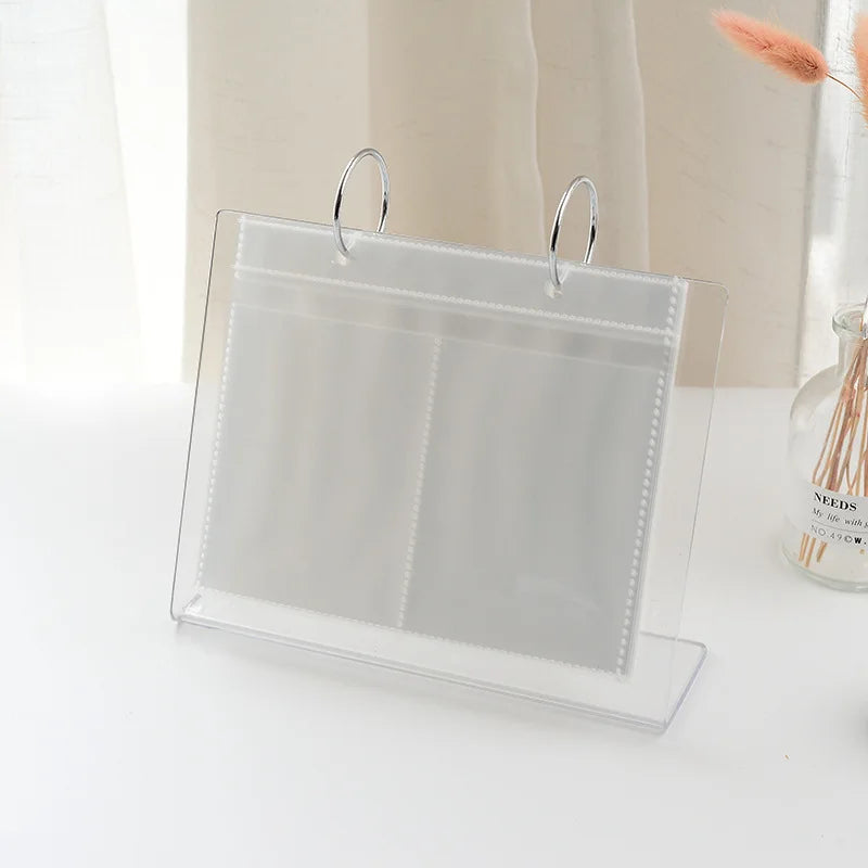 Tabletop Photo Frame Photo Album 68 Pockets Desk Calendar Album Mini Poster Frame Acrylic Display Sign Holder Photocard Holder Peaceful Pleasures Health and Wellness 4 inches