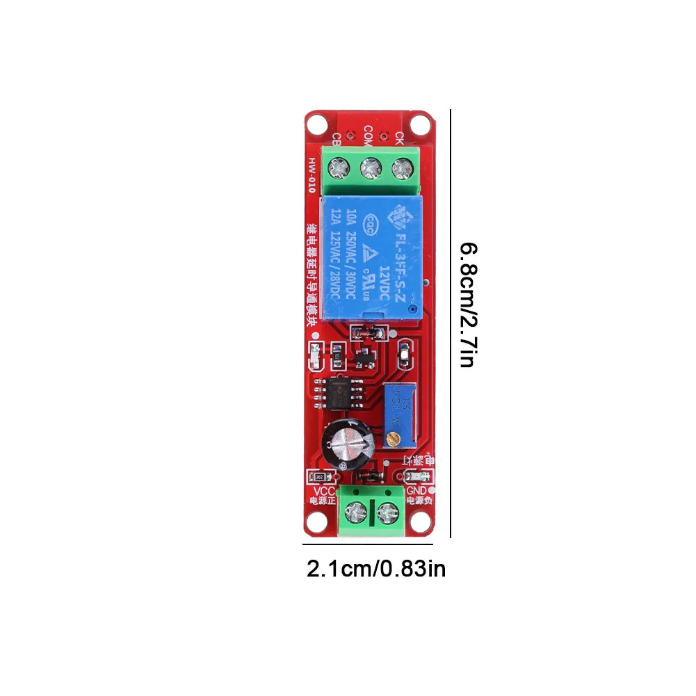 NE555 Delay Timer Relay Module 5V/12V – 0–10S Adjustable Switch