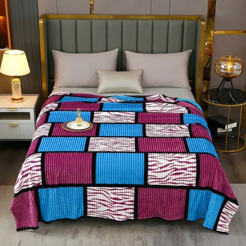 Plaid Fleece Bed Blankets Queen King Soft Lightweight Plush Fuzzy Blanket Lightweight Blanket for Travel Camping Bedspreads Peaceful Pleasures Health and Wellness Blanket D 150x200cm