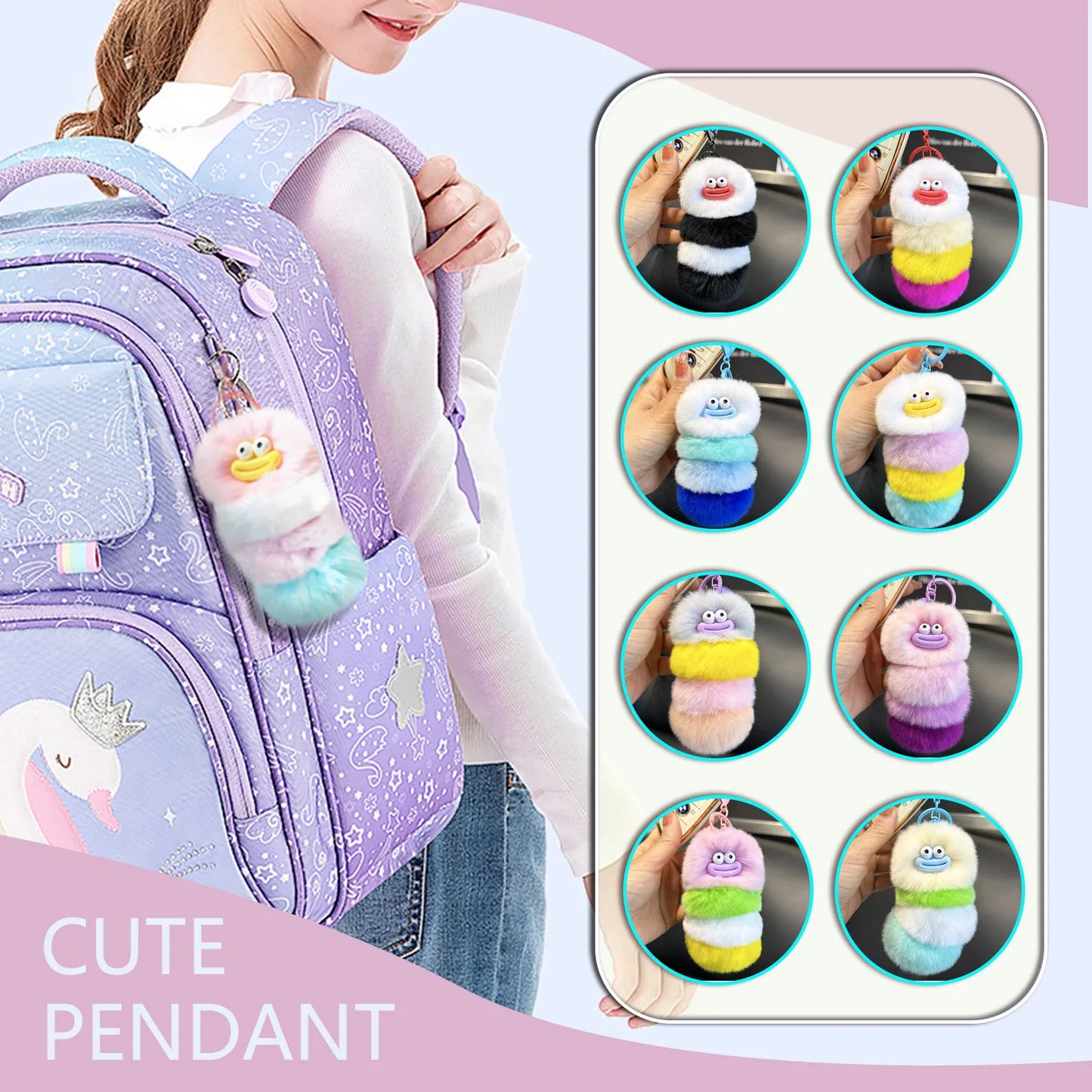 Back To School Gift Keychain Primary School Student Gift Back To School Charm Back To School Keychain Insect Plush Gift Peaceful Pleasures Health and Wellness