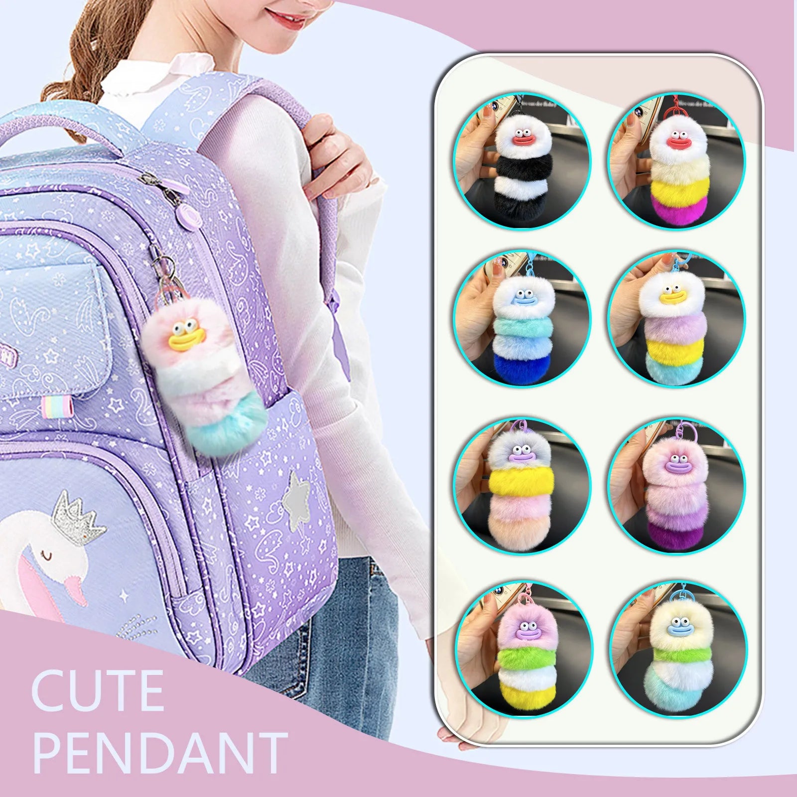 Back To School Gift Keychain Primary School Student Gift Back To School Charm Back To School Keychain Insect Plush Gift Peaceful Pleasures Health and Wellness
