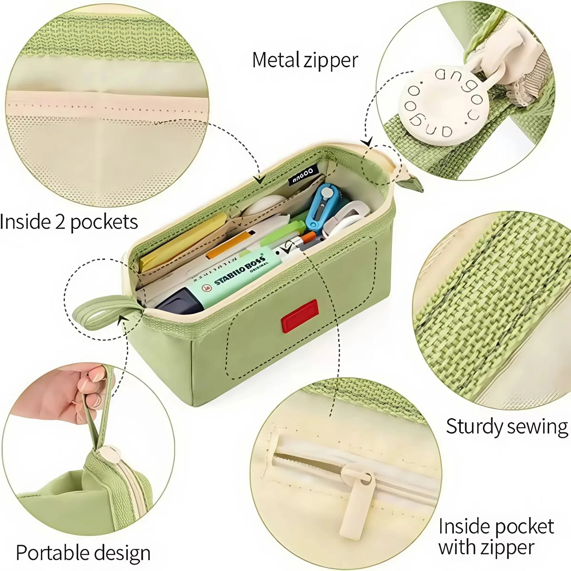 Large Capacity Pencil Case With Pen Holder Label Minimalist Student Stationery Storage Creative Stationery Storage Bag Peaceful Pleasures Health and Wellness