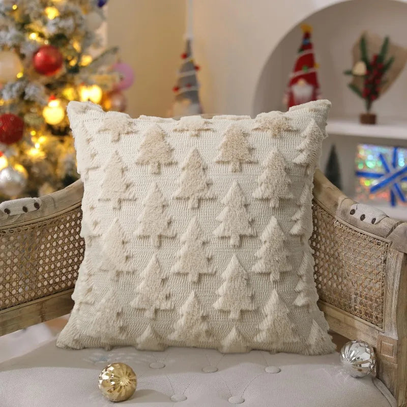 3D Embroidered Christmas Pillow Cover 18" | Snowflake & Snowman