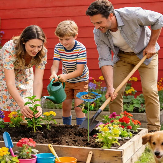 Flower Shape Butterfly & Bee Watering Station Garden Stake Garden Pollinator Stake Peaceful Pleasures Health and Wellness