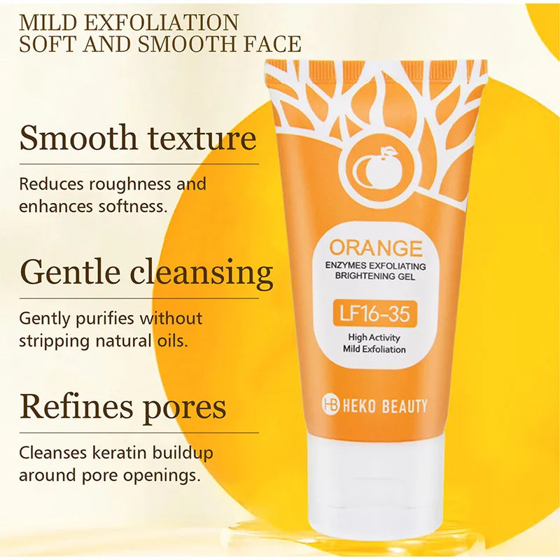 Orange Enzymes Exfoliating Gel Brightening Deep Cleansing Face Scrub Gentle Mud Peel Smoothing Skin Refine Pores Moisturize Care Peaceful Pleasures Health and Wellness