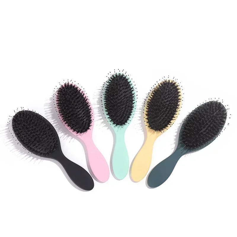 Matte Finish Boar Bristle Hair Brush Nylon Teeth Hair Extension Brush for Women Cushion Brush Hair Styling Smoothing Detangling Peaceful Pleasures Health and Wellness