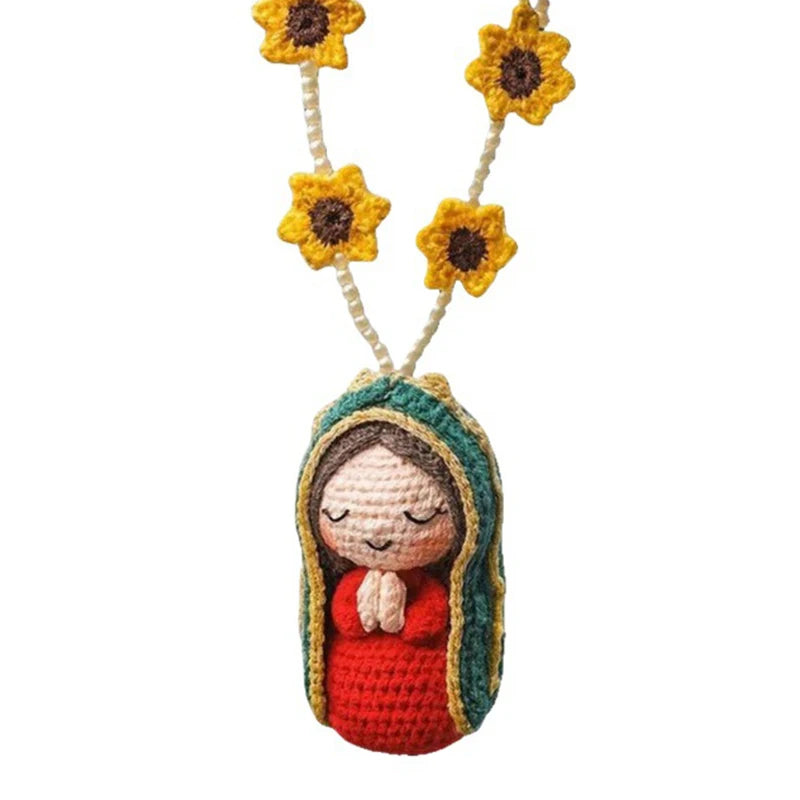Virgin Mary Crochet Figurine | Car & Home Hanging Decor Religious Figurine Peaceful Pleasures Health and Wellness E