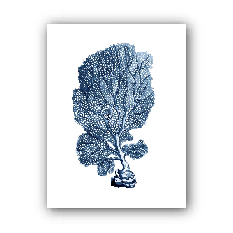 Blue Coral Watercolor Canvas Wall Art | Coastal Seaweed Print Canvas Wall Art Peaceful Pleasures Health and Wellness 11 40x50cm Unframed