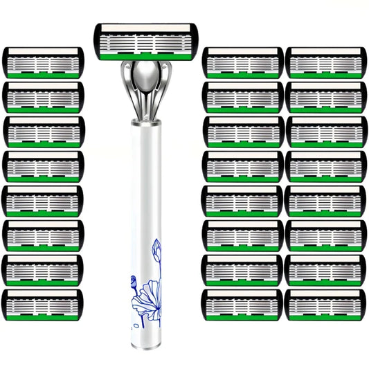 Men's 6-Blade German Steel Safety Razor | Manual Shaver Men's Safety Razor Peaceful Pleasures Health and Wellness