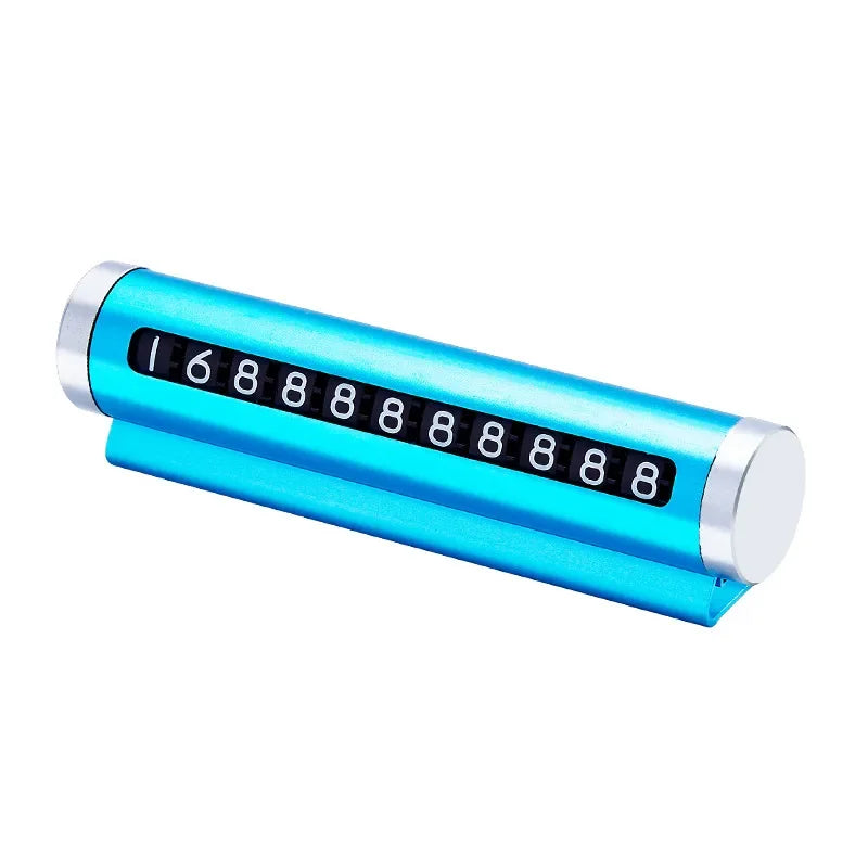 Metal Car Temporary Parking Card Universal Rotate Phone Number Plate Aluminum Stickers Park Stop in Car-styling Auto Accessories Peaceful Pleasures Health and Wellness Blue 1PC
