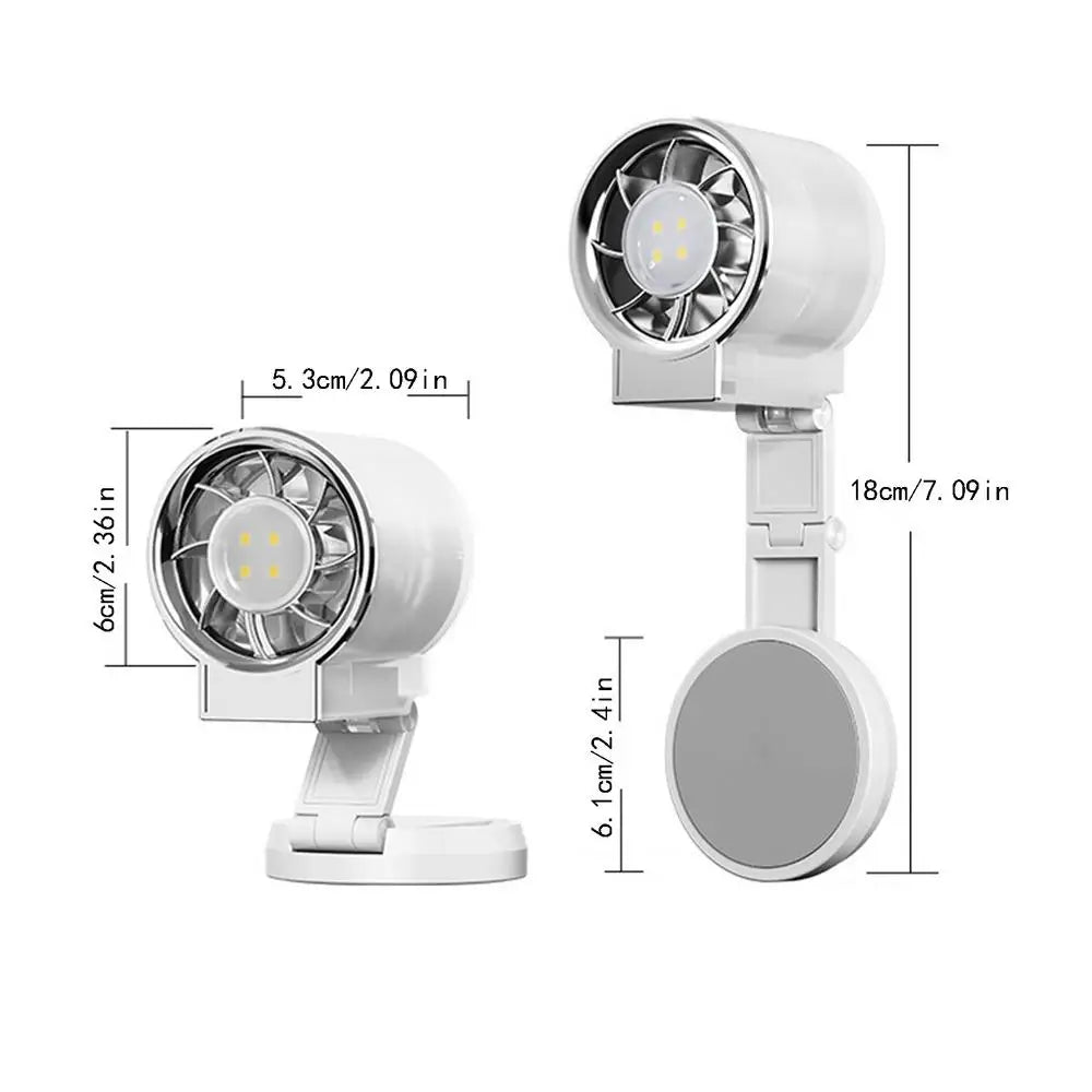 Personal Fan With Lights Rechargeable Magnetic Cooling Battery Operated Mini Fan Handheld For Women Men Kids Home Bedroom Office Peaceful Pleasures Health and Wellness China Mainland White