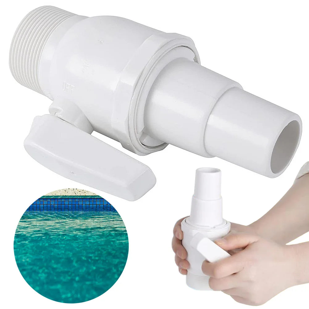 2-Way Ball Valve Pool Pump Valve 1.5 - 1.25in Pool Filter Stop Connector Maximum 50 PSI Pressure Rating for Home Backyard Plunge Peaceful Pleasures Health and Wellness