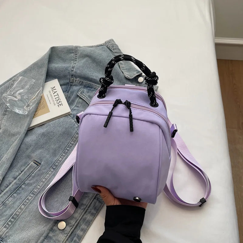 Mini Shell Crossbody Bag – Color Block Canvas Shoulder Bag