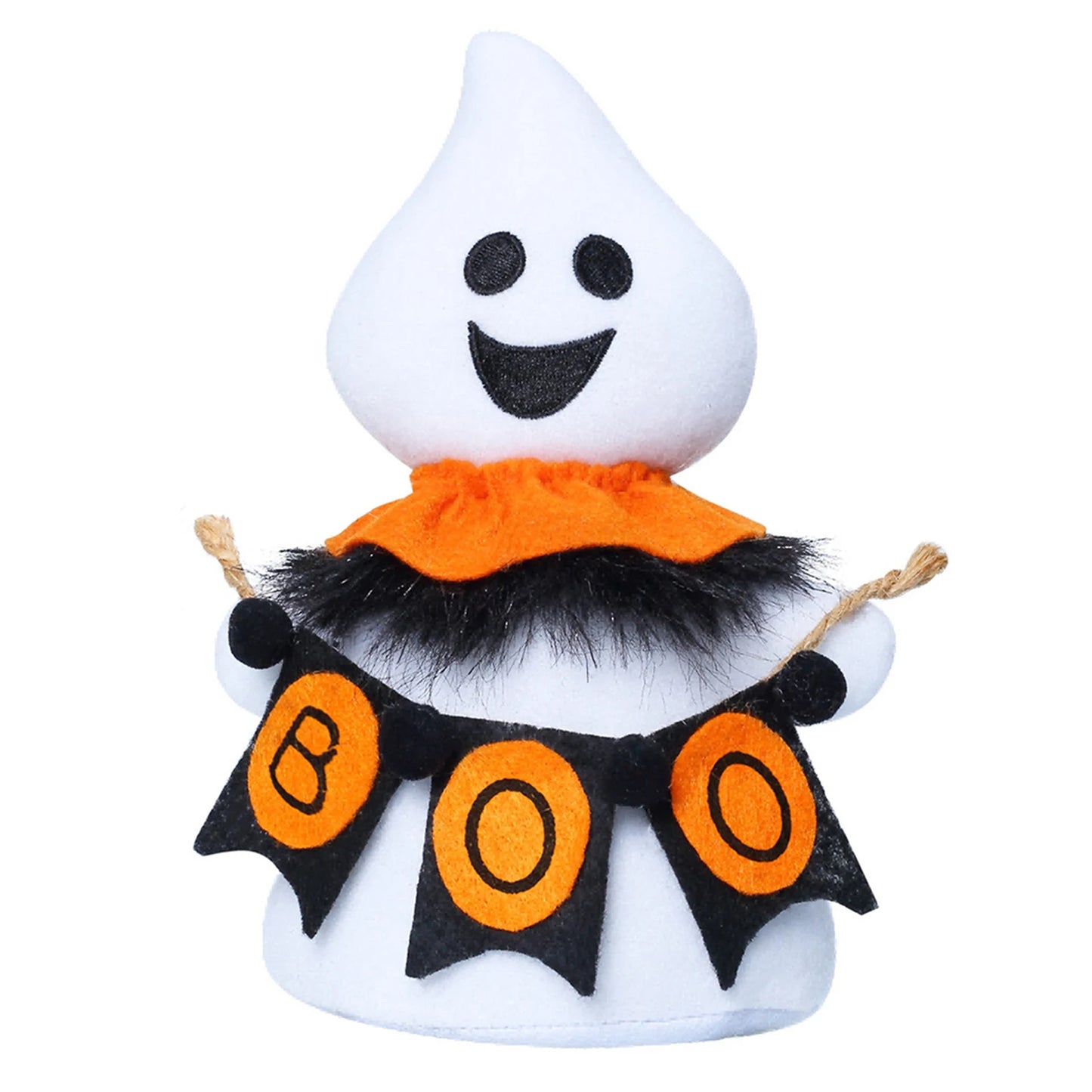 White Ghosts Plush Doll Decor For Halloween Mini Ghosts Stuffed Doll Party Home Table Tray Decor For Spookys Porch Decoration Peaceful Pleasures Health and Wellness Orange