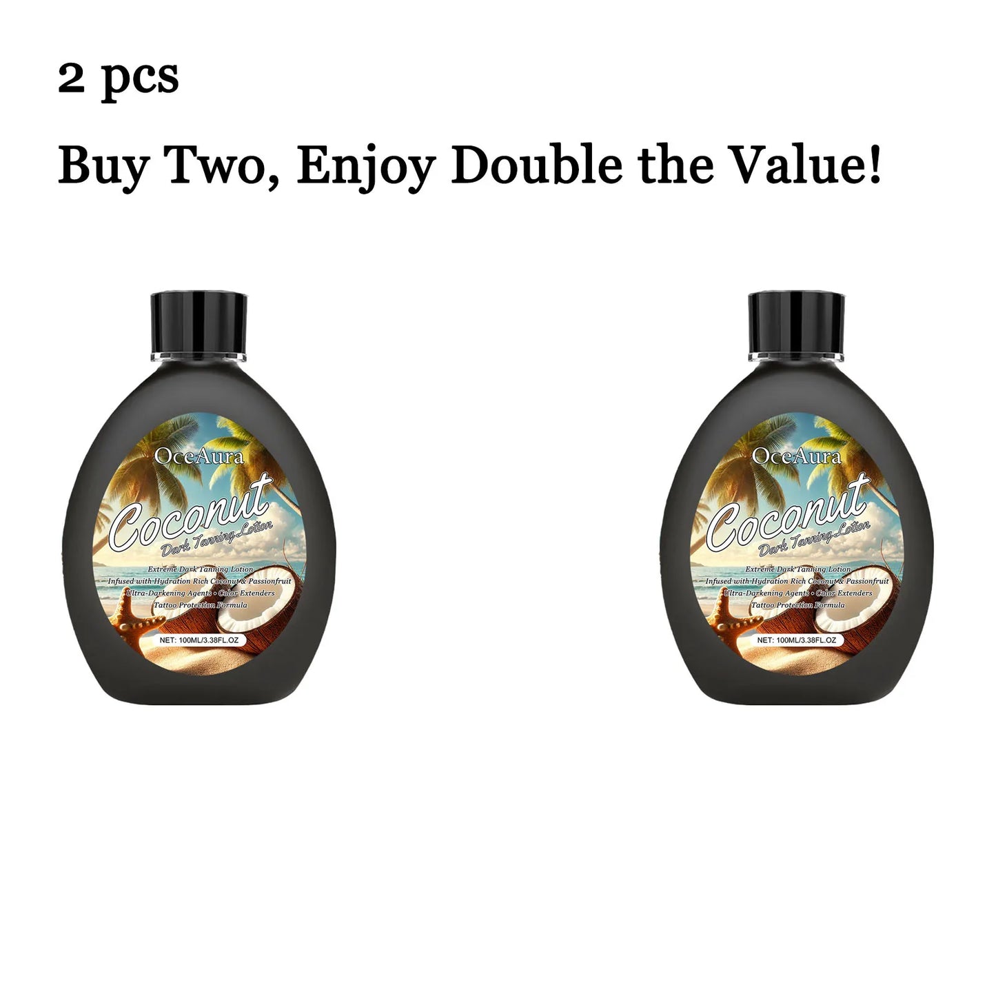 OceAura Coconut Tanning Lotion – Sunless Bronzer & Body Cream