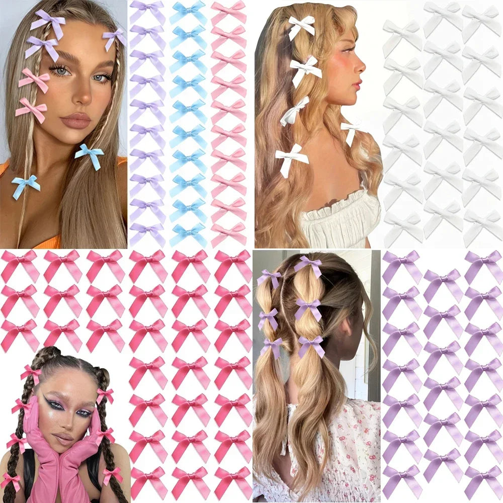 Wholesale Kids Sweet Solid Mini Bowknot Hair Clips Baby Girls Ballet
