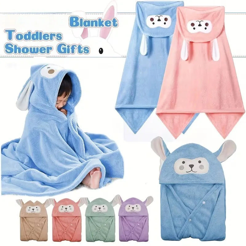 Kids Hooded Bath Towel | Coral Fleece Toddler Bathrobe