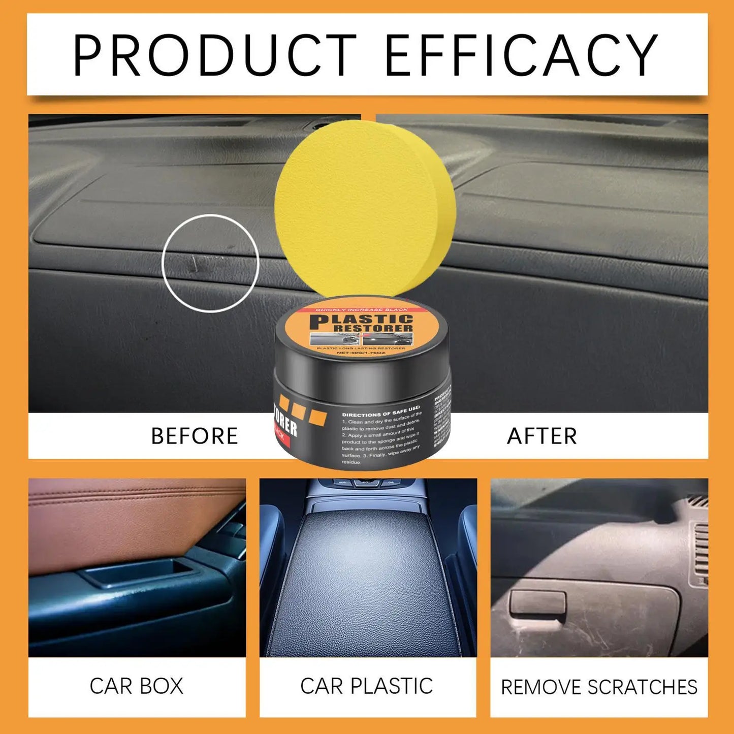 Car Trim Restorer Cream 50g | Plastic & Leather Cleaner