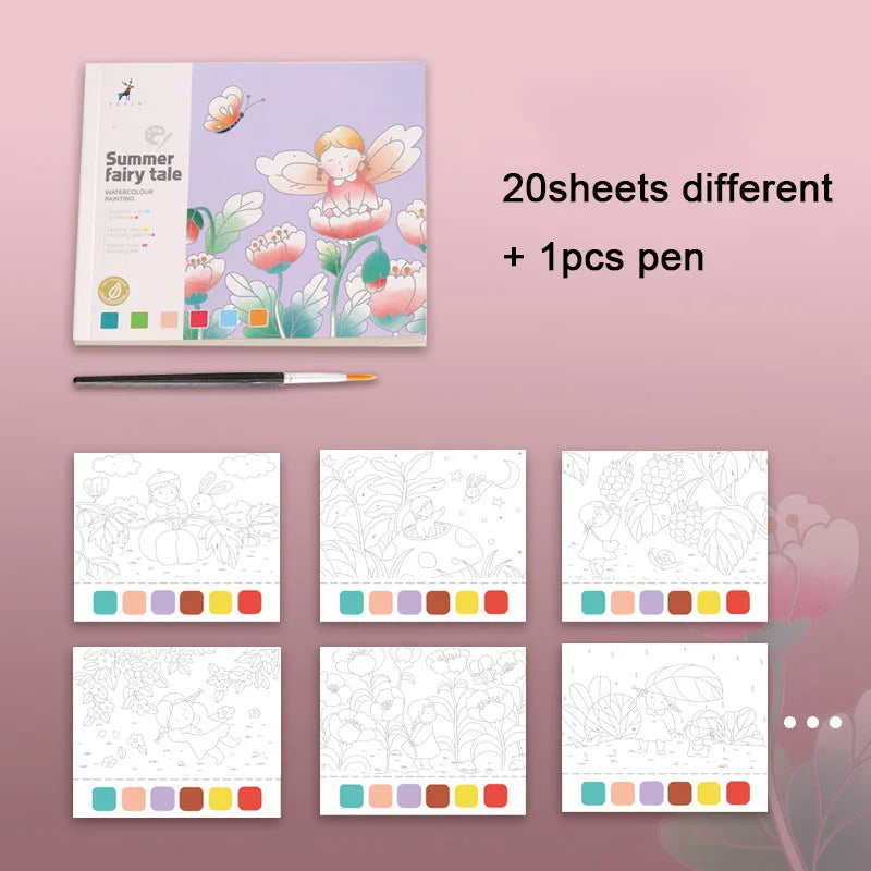 20Page Children's Creative Watercolor Painting Book Fairy Ocean